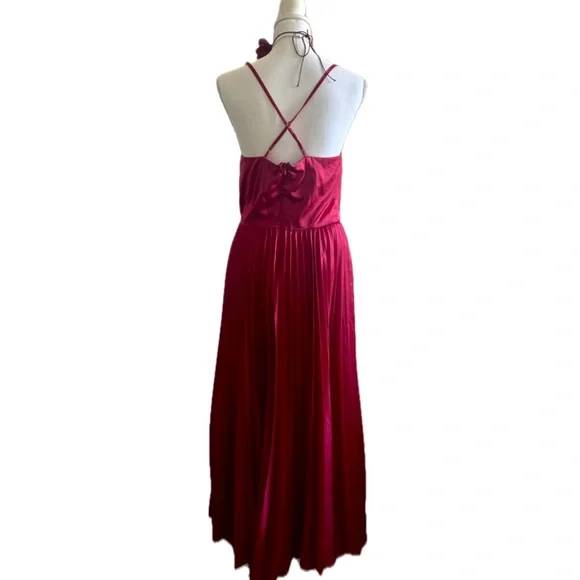 Gorgeous Romantic Coquette Cherry Satin Midi Dress with Cowl neckline - Picture 2 of 8